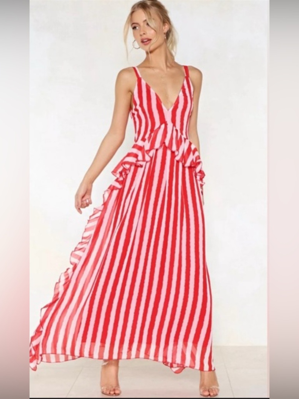 Nasty Gal Red and White Striped Kids One Piece Dress